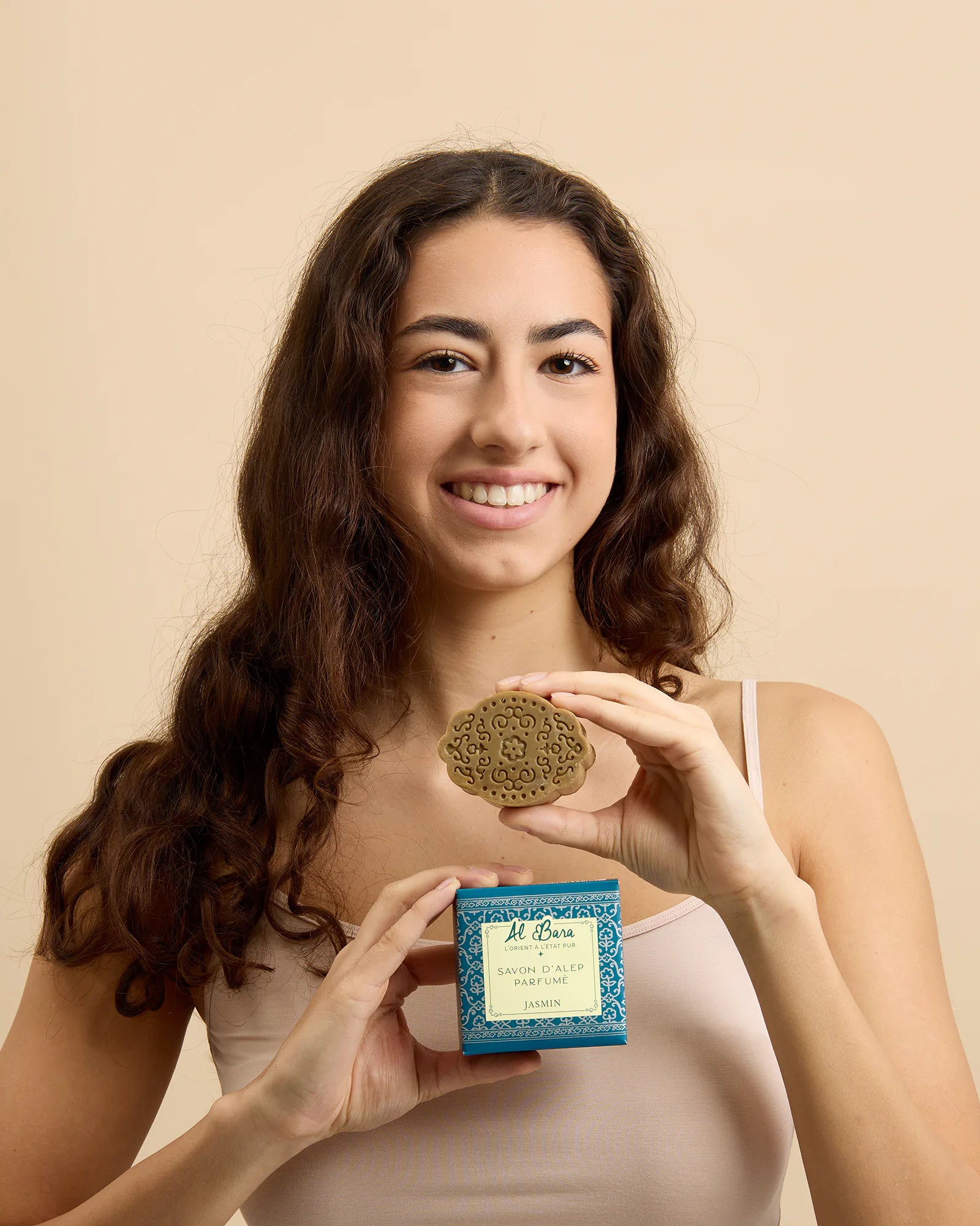 Savon d’Alep gravé, parfumé au Jasmin - 100g